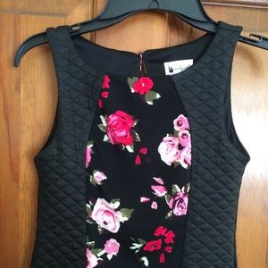 Black skater skirt dress with roses. Size 10
